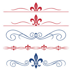 Fleur de lis dividers and ornamental elements set. © yeasin