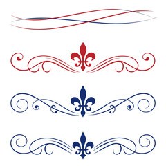 Calligraphic fleur de lis flourishes and decorative lines set. © yeasin
