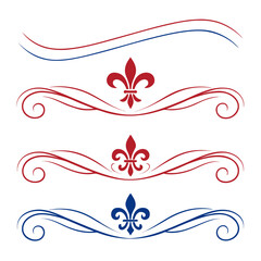 Set of elegant fleur de lis divider vector designs. © yeasin