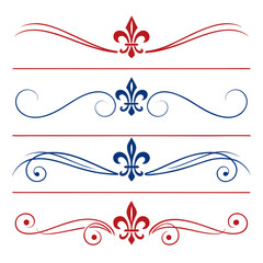 Elegant fleur de lis border divider vector icons. © yeasin