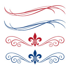 Royal fleur de lis scroll borders and dividers. © yeasin
