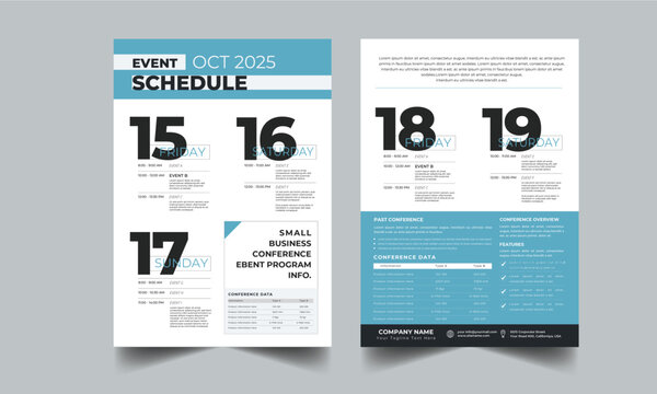 Event Schedule design template layout with 2 concept design
