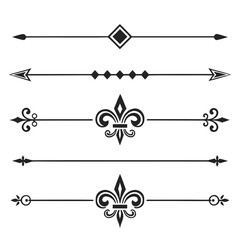 Decorative page dividers with fleur de lis and arrows set. © yeasin
