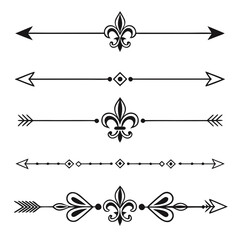 Decorative set of flourish border line separators. © yeasin