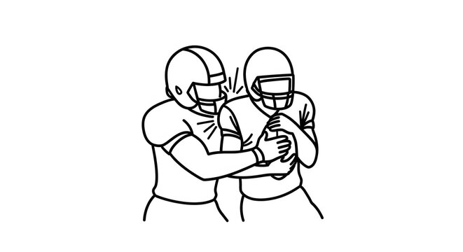 American football player tackling an opponent with the ball