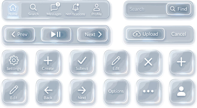Flat lay composition of minimalist grey keyboard buttons and symbols on light background