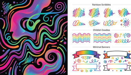 Obraz premium Colorful Abstract Swirls and Doodles Background with Hand Drawn Elements