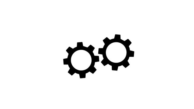 Animated setting line icon. Spinning gears animation. Setting cogwheel, gear spinning around animation. cog wheel icon turning animated background, with 4k video animation.