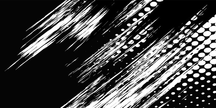 Vector black and white halftone gradient banner, texture template made of lines, grunge graphic backdrop, texture vector background template. eps 10Print