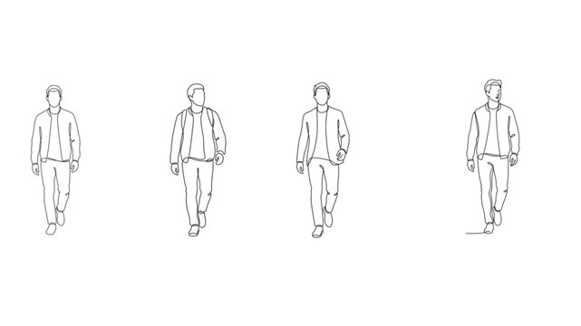 Front View Walking Person Single Line Vector SVG Illustration