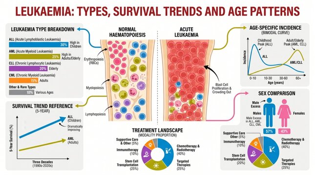 Leukaemia blood disease statistics chart with types and survival trends