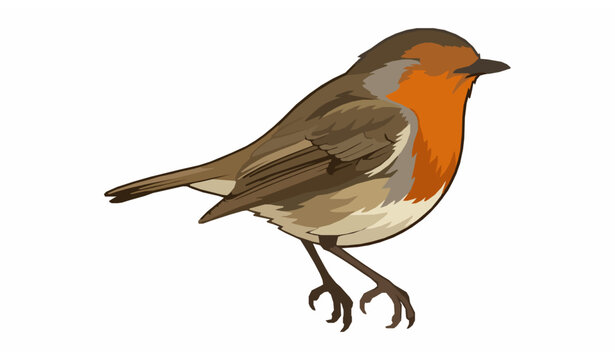 Detailed Robin Bird Profile Vector Isolated on White