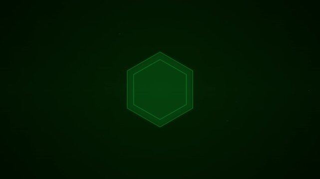 Abstract geometric hexagon shape animation on dark green background
