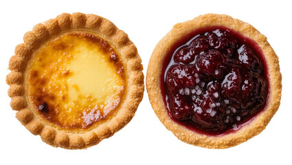 Two tarts one with custard filling, one with berry filling © Gabriela