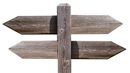 Wooden directional signpost with two arrow shaped signs © Anna