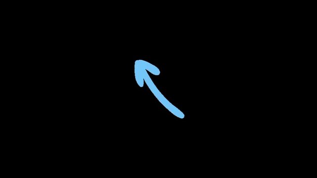 A light blue arrow pointing upwards and to the right on a black background