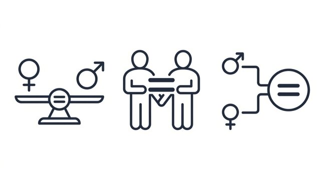 Illustrations symbolizing gender equality and equal rights for all
