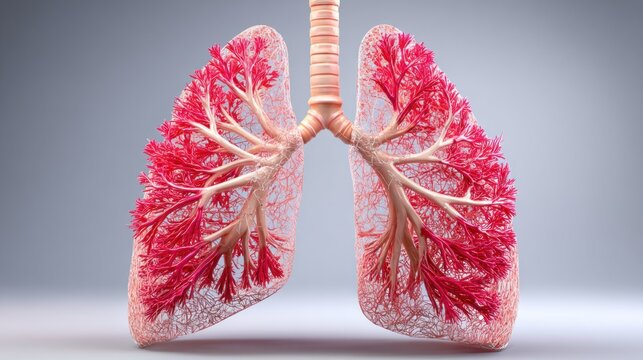 Detailed anatomical representation showcases the branching structure within human respiratory organs