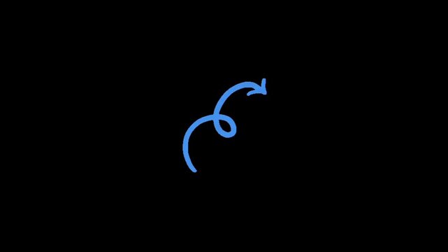 A blue arrow forming a loop with an arrowhead pointing to the right on a black background