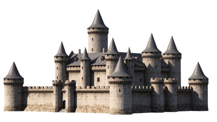Medieval stone castle with multiple towers and battlements © Gabriela