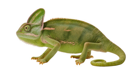 Fototapeta premium Green veiled chameleon with crest on head