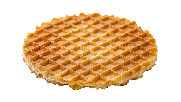 Round golden waffle with grid pattern and white filling