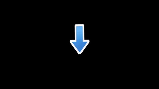 A blue arrow pointing downwards with a white outline on a black background