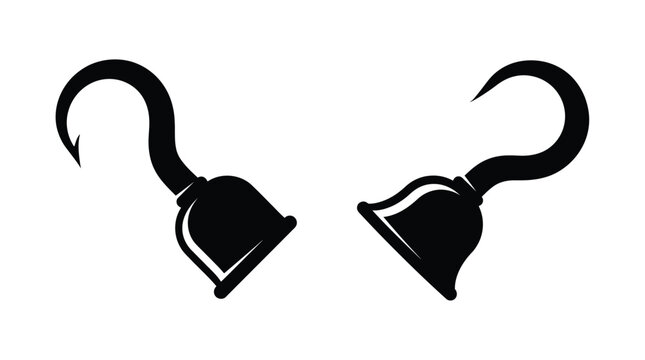 Pirate Hook Pair Black Silhouette Illustration hooks