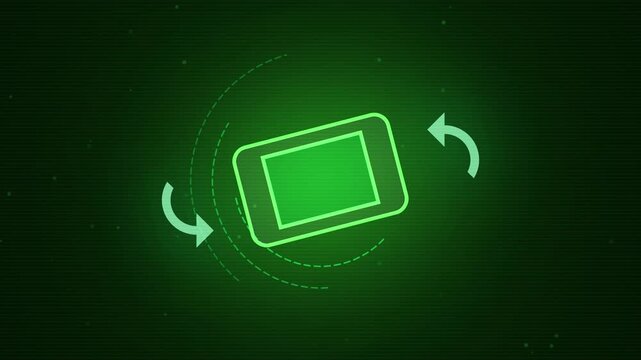 Digital screen interface with neon glow and data wave animation