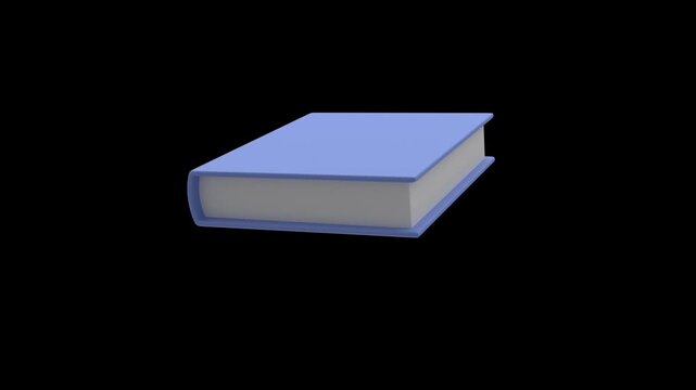 Blue closed textbook 3D icon isolated on black background. Concept of literature, school dictionary, encyclopedia or business notebook.