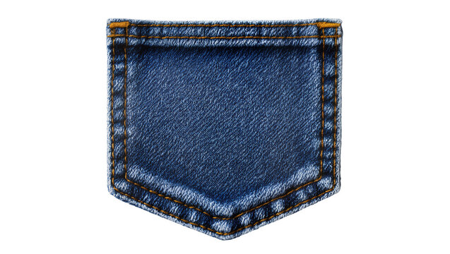 Blue denim jeans back pocket with orange stitching