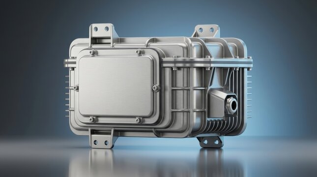 Industrial fire resistant housing 3D render, thermal protection enclosure, high temperature safety housing, flame resistant equipment containment system