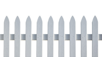 Obraz premium White picket fence section with pointed tops, isolated on transparent background