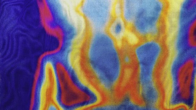 iridescent mesh fabric ripples softly creating dynamic holographic thermal heat map pattern in slow motion