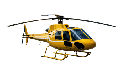 Yellow helicopter with white stripes, isolated on transparent background © Emilija