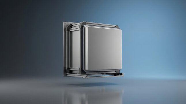 Industrial sealed enclosure system 3D render, environmental isolation housing, contamination resistant equipment enclosure, protective containment assembly