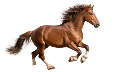 Brown horse with flowing mane and tail galloping © Sophia