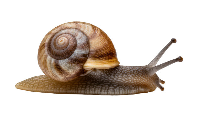 Garden snail with spiral shell and antennae