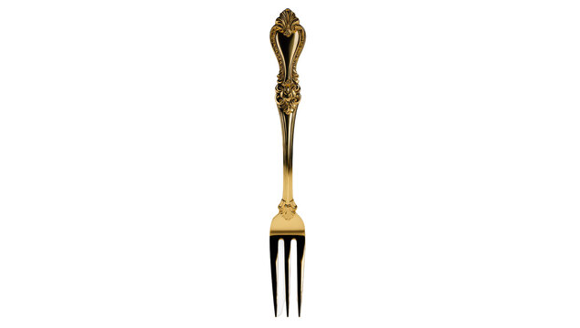 Ornate gold fork with decorative handle