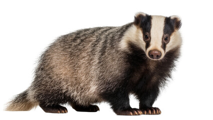 European Badger with distinctive black and white facial markings © Lukas