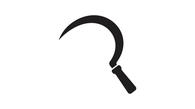Black sickle silhouette against a white background silhouette
