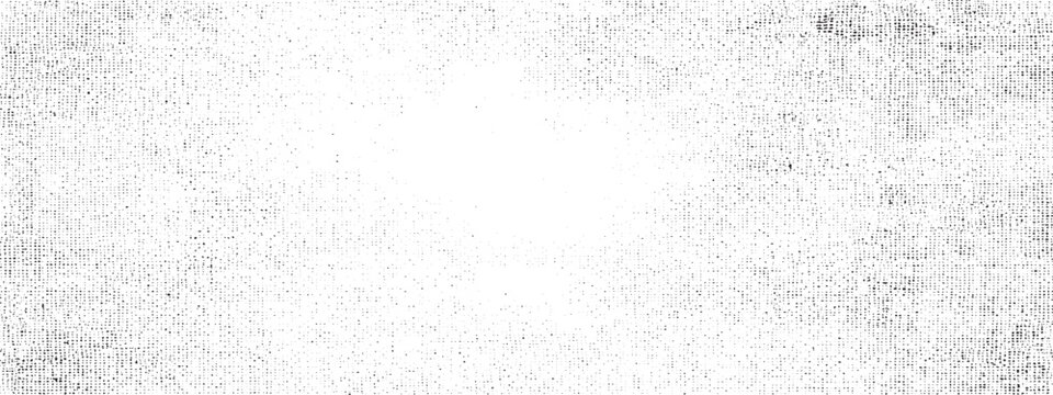 Textured black and white surface with heavy grain and scattered halftone dots for vintage print aesthetics and professional graphic design background overlays