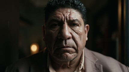 Obraz premium Workplace Ageism Senior Hispanic Plus Size Man Quiet Concern