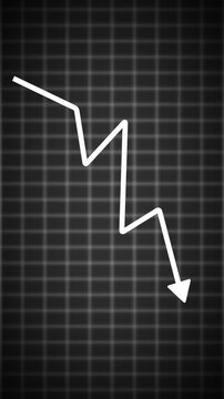 business down graph green arrow financial chart investment market concept grid background. Graph showing fluctuate downward trend. Graph showing fluctuate downward trend