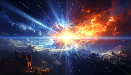 Cosmic explosion bright energy abstract art