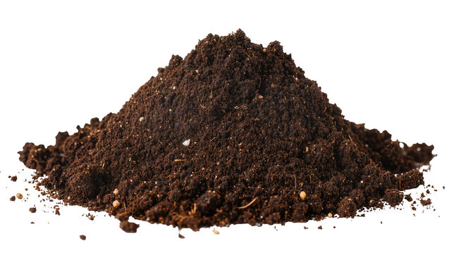 Pile of dark rich soil with small pebbles and organic matter