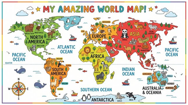Educational world map for children
