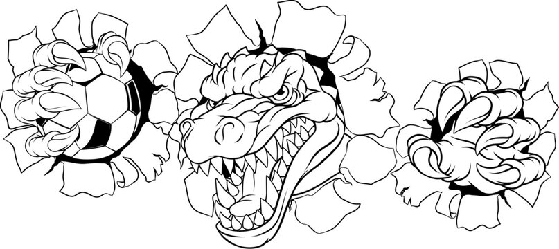 Crocodile Dinosaur Alligator Soccer Sports Mascot