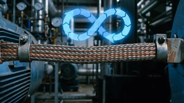 AI predictive maintenance for industrial machinery with infinity symbol ensures continuous operation and reliability by monitoring data to prevent