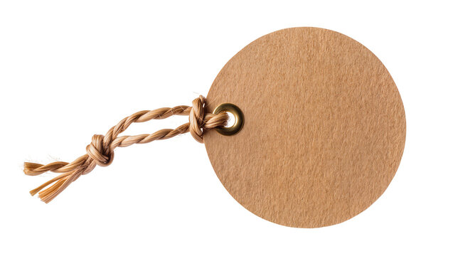 Round kraft paper tag with twine string and metal grommet